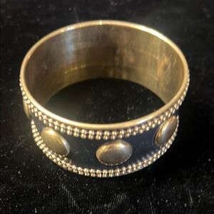 Grommet Gold and Black Bangle Bracelet